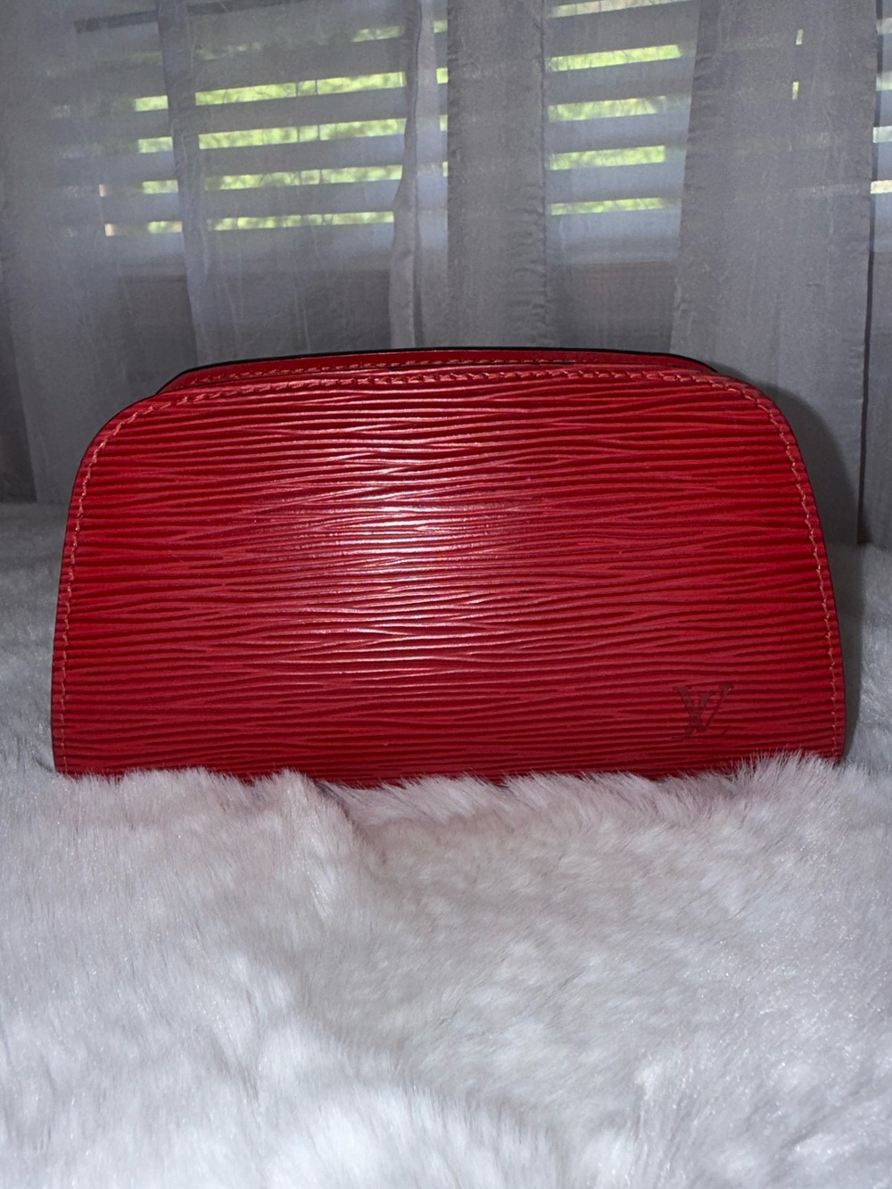 Louis Vuitton Red Epi Leather Dauphine Clutch